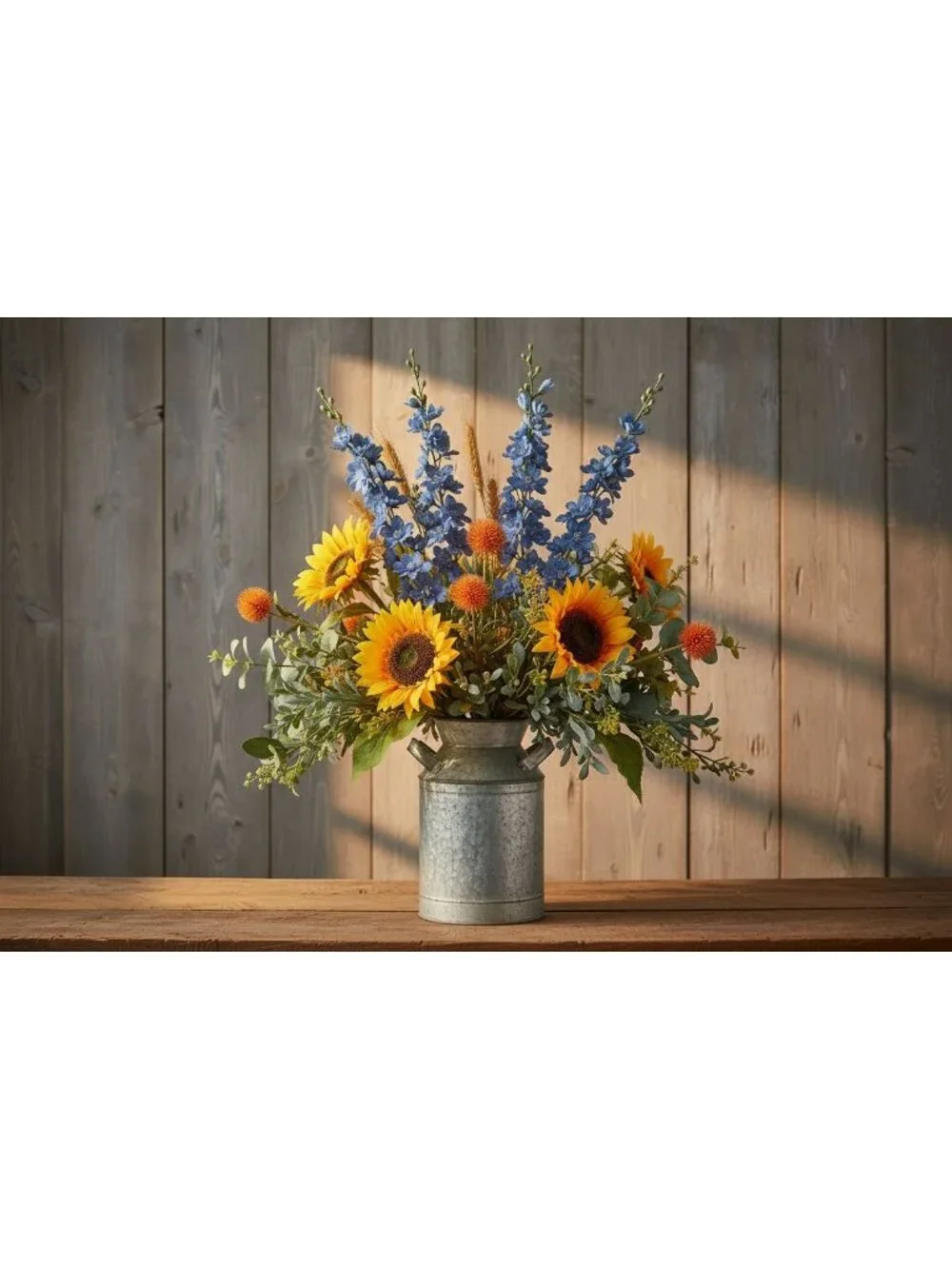 Blue Artificial Flower Stems Set of 3, 33 Inch Dusty Cobalt Silk Spike Flowers,